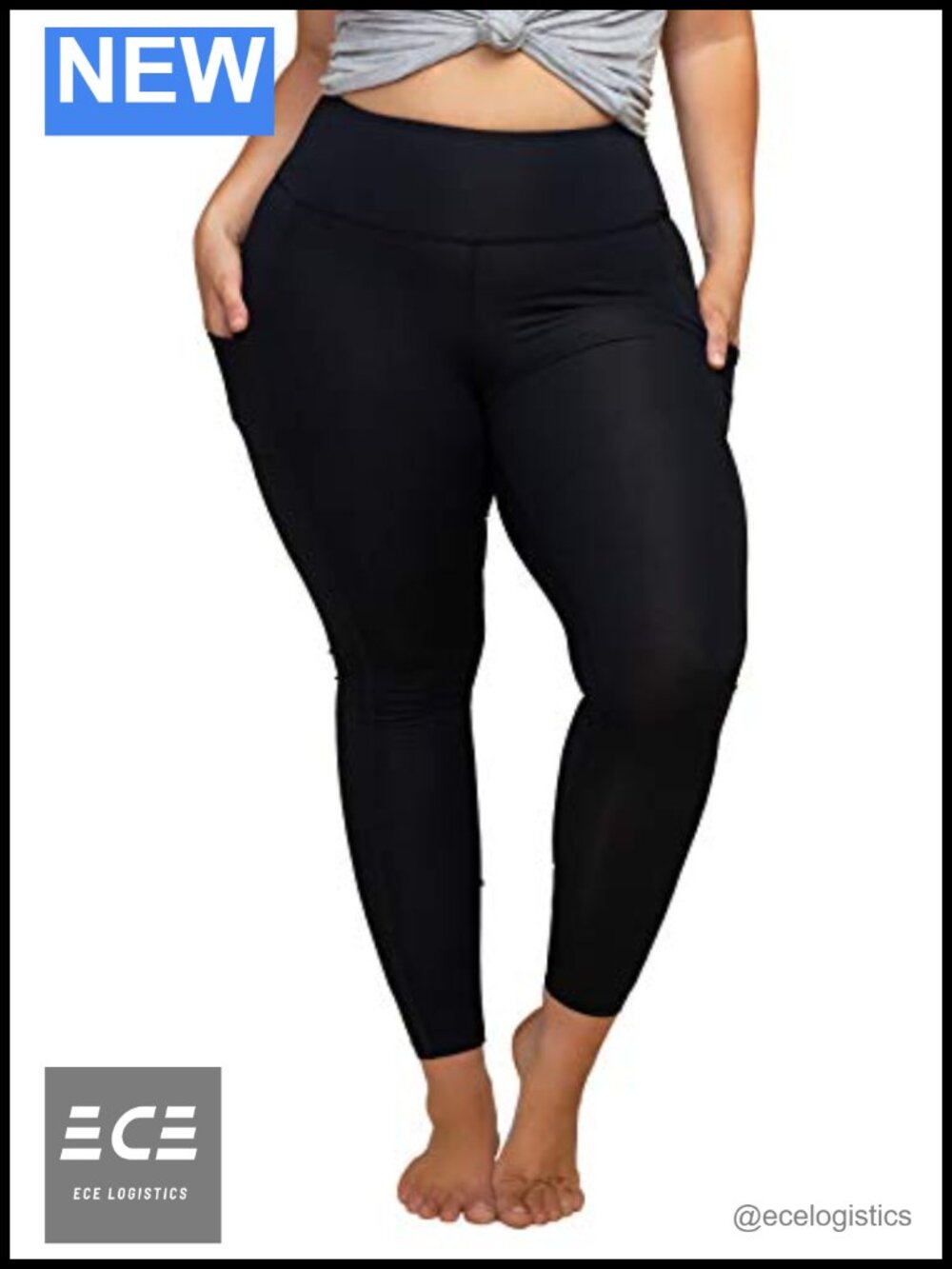 Plus Size High Waist 7/8 Compression Workout Leggings Pockets